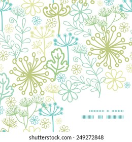 Vector mysterious green garden frame corner pattern background