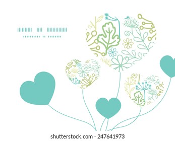 Vector mysterious green garden heart symbol frame pattern invitation greeting card template