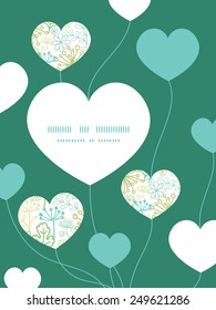 Vector mysterious green garden heart symbol frame pattern invitation greeting card template