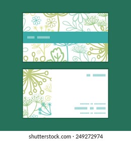 Vector mysterious green garden horizontal stripe frame pattern business cards set
