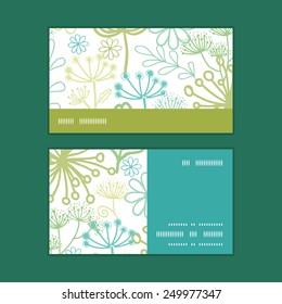 Vector mysterious green garden horizontal stripe frame pattern business cards set