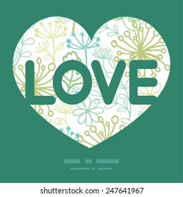 Vector mysterious green garden love text frame pattern invitation greeting card template