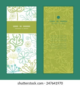 Vector mysterious green garden vertical frame pattern invitation greeting cards set
