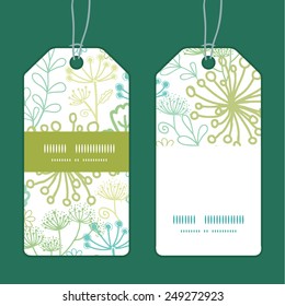 Vector mysterious green garden vertical stripe frame pattern tags set