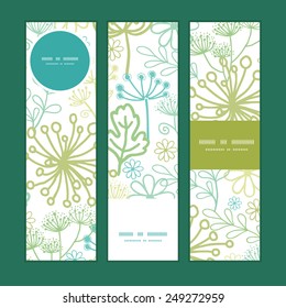 Vector mysterious green garden vertical banners set pattern background