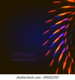 Vector mystic illustration of bright bokeh shining flares of street evening lights, fireworks and disco ball sparkles with copy space