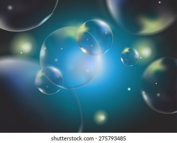 Vector mystical bubbles on a dark background