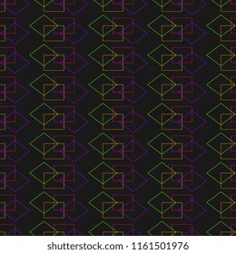 Vector mystical geometric abstract pattern with seamless lines on dark background