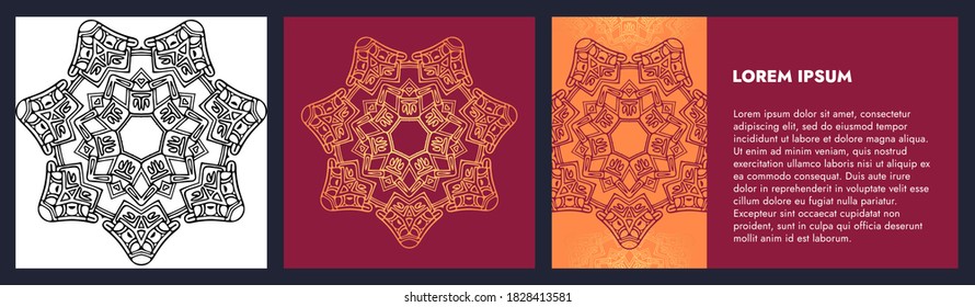 Vektormystisches Muster für die Dekoration von Spielen, gedruckten Materialien und Innenräumen. Das zirkuläre symmetrische Muster ist eine moderne Variation der Mandala. Elegantes ethnisches Muster für Grafikdesign.