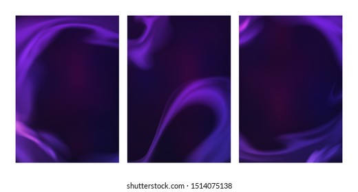 Vector Mystical Purple Backgrounds. Smoke Steam, Cloud Flow, Fluid Frame. Abstract 3d Bg for Night Party Posters, Banners and Advertisements.