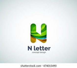 Logotipo de negocio de letras Vector N, diseño geométrico elegante y abstracto moderno. Creado con ondas