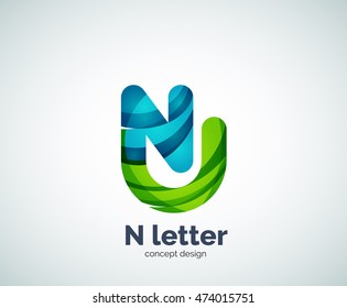Das Geschäftslogo von Vector N Buchstaben, modernes abstraktes geometrisches elegantes Design. Mit Wellen erstellt