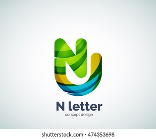 Das Geschäftslogo von Vector N Buchstaben, modernes abstraktes geometrisches elegantes Design. Mit Wellen erstellt
