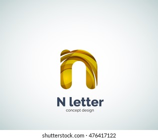 Logotipo de negocio de letras Vector N, diseño geométrico elegante y abstracto moderno. Creado con ondas