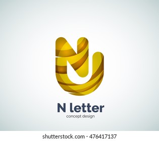 Logotipo de negocio de letras Vector N, diseño geométrico elegante y abstracto moderno. Creado con ondas