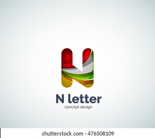 Vector N letter business logo, modern abstract geometric elegant design. Created with waves