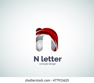 Logotipo de negocio de letras Vector N, diseño geométrico elegante y abstracto moderno. Creado con ondas