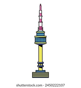 Vector N Seoul Tower Korea Cartoon Illustration Isolated