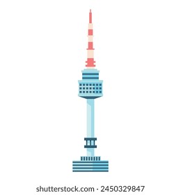 Vector N Seoul Tower Korea Cartoon Illustration Isolated