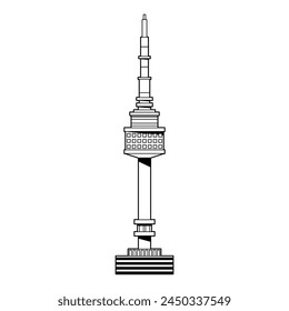 Vector N Seoul Tower Korea Cartoon Illustration Isolated