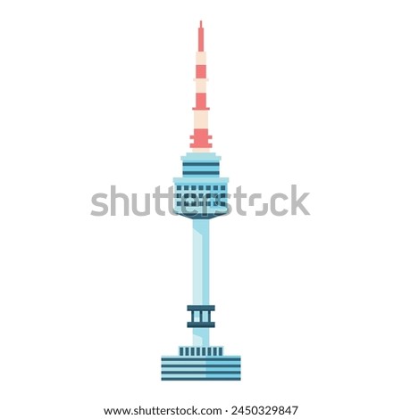 Vector N Seoul Tower Korea Cartoon Illustration Isolated