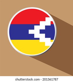 Vector - Nagorno-Karabakh flag button icon with long shadow  
