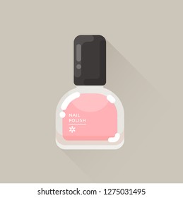 vector nail polish bottle with brush, colorful gel lacquer / manicure concept / modern, elegant colors / isolated, sign and icon template 