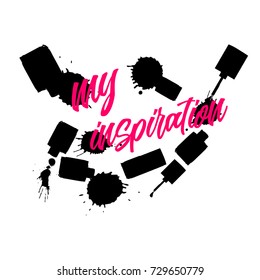 vector nail polish and pink words