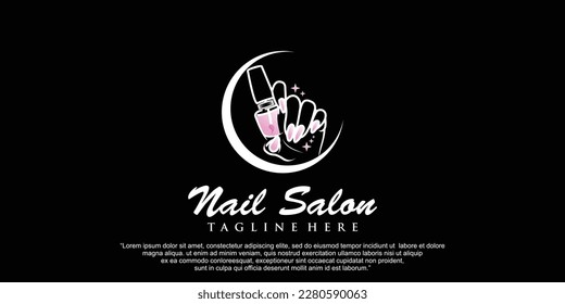 Vector nail studio or nail polish icon logo design  with unique concept Premium Vector