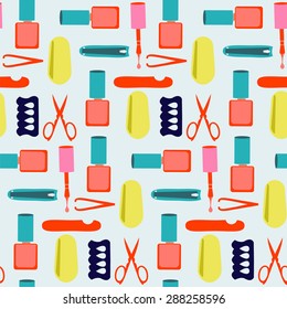 Vector Nails art beauty salon. Personal nail pedicure and manicure background - Illustration
