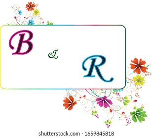 vector name frame with beautiful flower decorations 