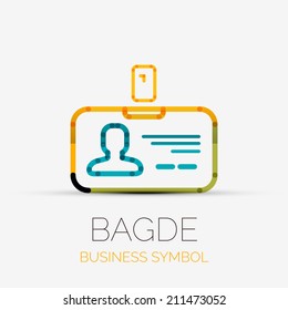 Vector name tag - badge company logo design, business symbol concept, minimal line design