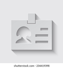 Vector name tag for ID - human, user, member with shadow on a grey background