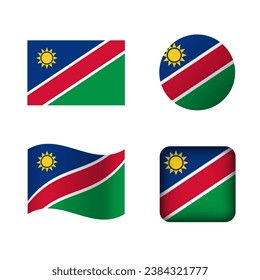 Vector Namibia National Flag Icons Set