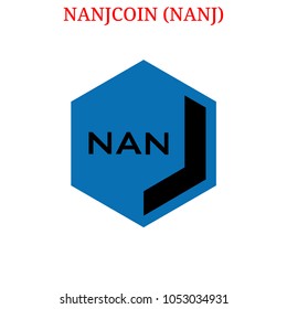 Vector NANJCOIN (NANJ) digital cryptocurrency logo. NANJCOIN (NANJ) icon. Vector illustration isolated on white background.