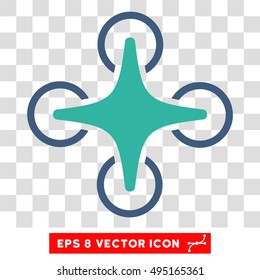 Vector Nanocopter EPS vector icon. Illustration style is flat iconic bicolor cobalt and cyan symbol on a transparent background.