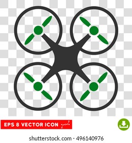 Vector Nanocopter EPS vector icon. Illustration style is flat iconic bicolor green and gray symbol on a transparent background.