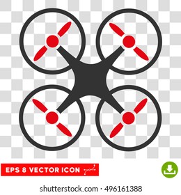 Vector Nanocopter EPS vector icon. Illustration style is flat iconic bicolor intensive red and gray symbol on a transparent background.