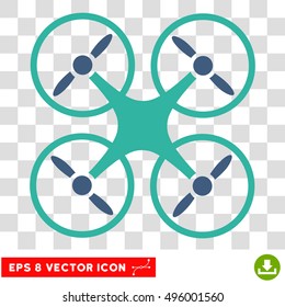 Vector Nanocopter EPS vector pictogram. Illustration style is flat iconic bicolor cobalt and cyan symbol on a transparent background.