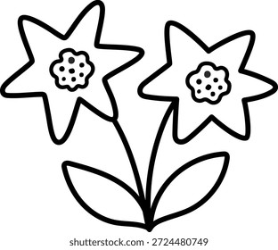 Icono de línea de Vector narciso. Primera ilustración de planta floreciente. Dibujo de Clip de narciso para colorear. Linda primavera en blanco y negro o flor de Pascua aislada sobre fondo blanco
