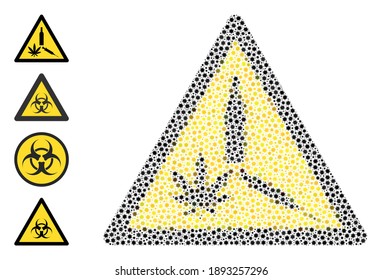 Vector narcotic drugs warning icon coronavirus collage. Narcotic drugs warning mosaic is done with tiny coronavirus pathogen items. Collage is done for clinic applications.