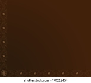 Vector narrow angular frame with flowers in shades of chocolate. Each element constituting the frame are grouped and conveniently change for your design.