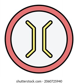 Diseño del icono de contorno de señalización de puente estrecho de vectores

