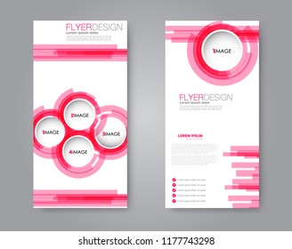 Vector narrow flyer and leaflet design. Set of two side brochure templates. Vertical banners. Pink color.