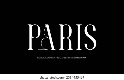 Vector narrow sans serif font, uppercase letter set, alphabet, typography