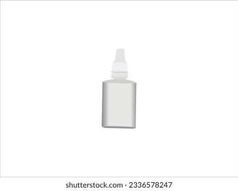 Vector nasal spray. Eye drops. Open and closed white plastic bottles. Container with medical drug for nose. Blank packing - vector isolated illustration