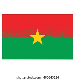Vector National Burkina Faso Grunge Flag Isolated on White Background