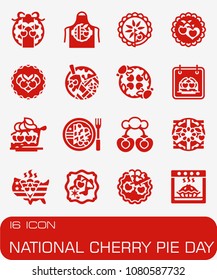 Vector National Cherry Pie Day icon set