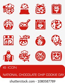 Vector National Chocolate Chip Cookie Day icon set