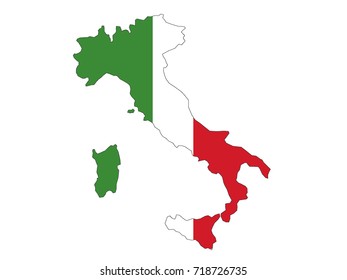 Vector national colors map of Italy